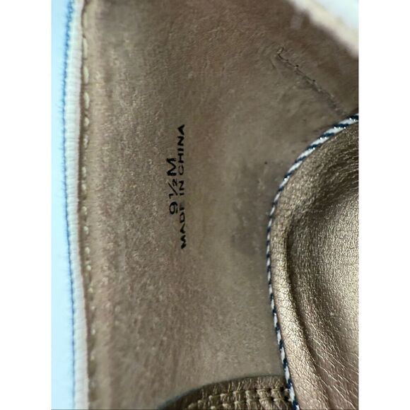 Moda Reflex Womens Navy White Stripe Cork Wedge Peep Toe Shoes Size 9.5 - Picture 6 of 9